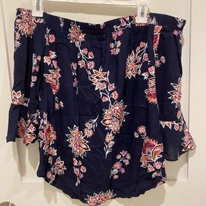 Women’s navy and pink off the shoulder top